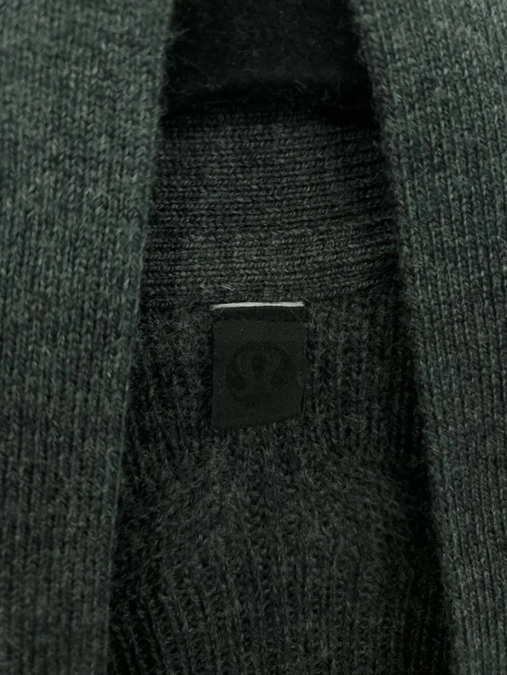 Lululemon Merino Wool-Blend Ribbed Long Wrap Sweater Sz 6 Heathered Black